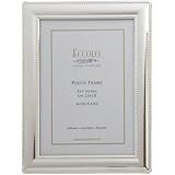 Eccolo World Traveler Smooth Beaded Silver Plated Frame, Holds a 5 x 7-Inch Photo
