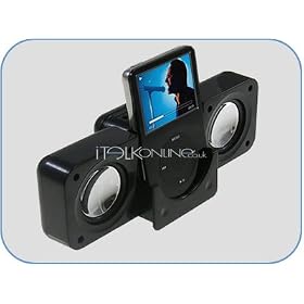iTalkonline Portable Stereo Speakers For Apple: iPod 3G, iPod 4G, iPod Classic, iPod Color, iPod Mini, iPod Nano, iPod Nano 2G, iPod Nano 3G, iPod Nano 4G, iPod Photo, iPod Touch, iPod Touch 2G, iPod Video - Black