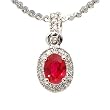 14K White Gold Ruby and Diamond Pendant