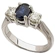 Platinum Designer Style Blue Oval Sapphire Diamond Ring