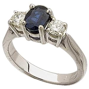 Platinum Designer Style Blue Oval Sapphire Diamond Ring
