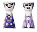 Salt and Pepper Shaker Set, Mr Salt n Mrs Pepper, Purple Couple, Porcelain Shakers in Cute Gift Box