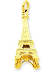 14K Yellow Gold 3D Eiffel Tower Charm Paris Jewelry