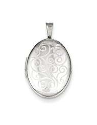 Sterling Silver Swirls 19mm Oval Locket