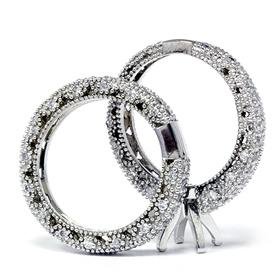 41SFJ4cjwoL 1.75CT Pave Antiqe Vintage Like Diamond Semi Mount Engagement Ring Setting & Matching Wedding Band Size 6 (G H I1)