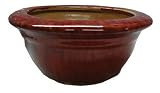 Chinese red bonsai planter / pot - ceramic, flared rim