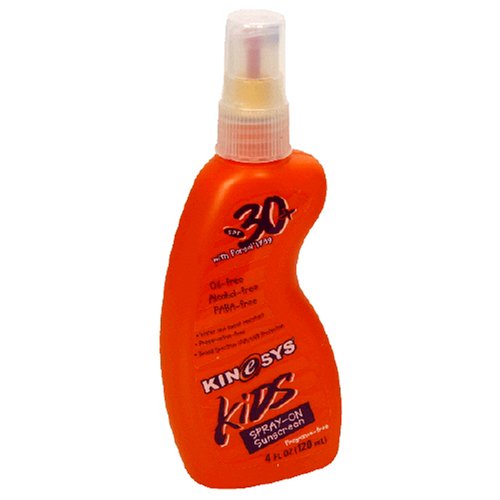 KINeSYS Spray-On Sunscreen, SPF 30, Kids, Fragrance-Free, 4-Ounce Bottles