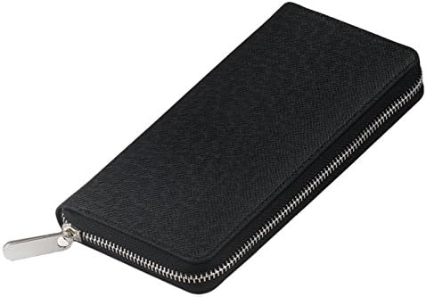 Men's Genuine Leather Zip Around Long Purse Mens Wallet Money Clip (black)