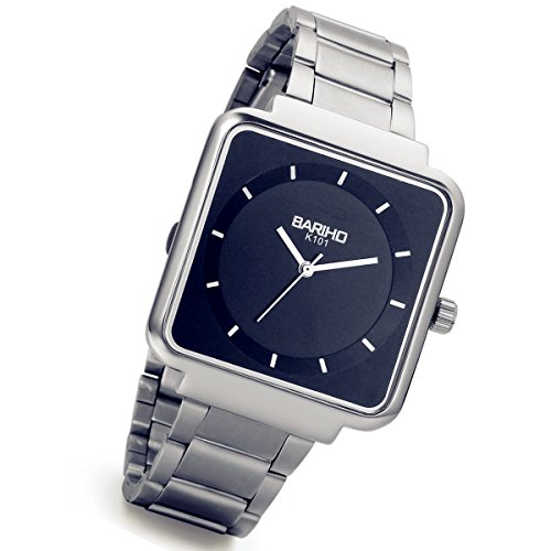 Lancardo Fashion Oversize Square Black Quarz Stainless Steel Watch for Men