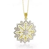 10K Gold Two-Tone Snowflake Pendant w/Chain