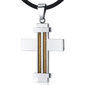 Title: Effortless Distinction: Stainless Steel Cable Style Modern Cross Pendant Necklace For Men Free Shipping