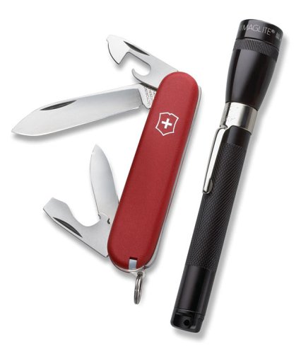 Victorinox Swiss Army Recruit Knife and Mini-Mag Flashlight Set