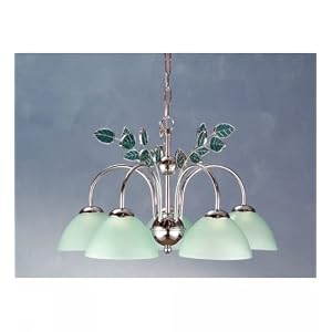22 Inch W Green Leaf 5 Lt Chandelier Ceiling Fixture by Meyda
