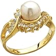 14kt Yellow Gold Pearl and Diamond Ring