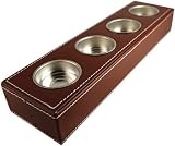 Archipelago Leather Covered Tea Light Bar Brown
