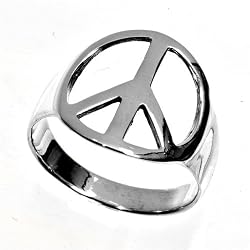 Sterling Silver Ring - Peace Sign - Size: 5-14
