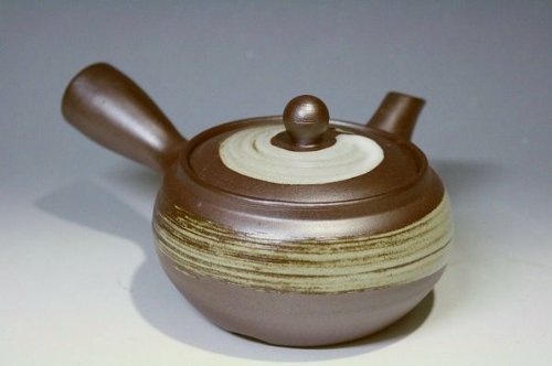 急須 万古焼 底アミ急須「白刷毛目」