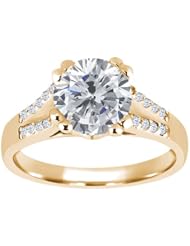 1.24 Ct Round H/I Diamond White Topaz 18K Yellow Gold Ring