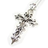シルバー925*SILVER 925輝くジルコニアBIGトライバルフレイムネックレスの画像