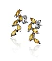 Sterling Silver Leaf Design Citrine Earrings
