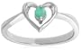 Sterling Silver Emerald Heart Ring, Size 5