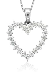 14k White Gold Heart Diamond Pendant Necklace (GH, I1-I2, 0.50 carat)