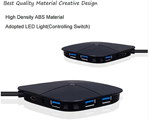 QHE 7 Ports Super Speed USB 3.0 HUB with Micro USB 2.0 Otg, Compact Design for Your Microsoft Surface, Ultrabooks and Macbook