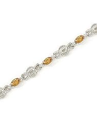 14kt Yellow Gold Oval Citrine and Diamond Bracelet