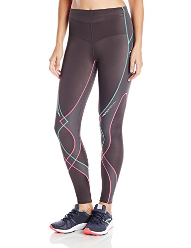 CW-X Women's Stabilyx Tights, Black/Pink/Turquoise, Medium
