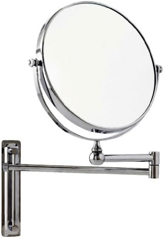 Wall Mounted 10X to 1X Magnifying Mirror, Extends 14", Chrome