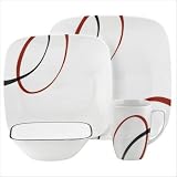 Corelle Square 16-Piece Set, Service for 4, includes 4 each 10-1/4-inchDinner Plates, 8-3/4-inch Luncheon Plates, 22-ounce Soup/Cereal Bowls,12-ounce Porcelain Mugs, Fine Lines