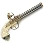 17th Century Triple Barrel Flintlock Pistol - Metal Replica Gun with Faux Ivory Grips and Rotating Barrel