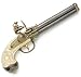 17th Century Triple Barrel Flintlock Pistol - Metal Replica Gun with Faux Ivory Grips and Rotating Barrel