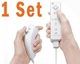 White Remote & Nunchuck Controller + Wrist Strap + Silicone Case for Ninten ....