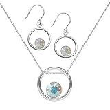 Sterling Silver October Birthstone AB Crystal Open Circle Earring + Pendant Necklace Set