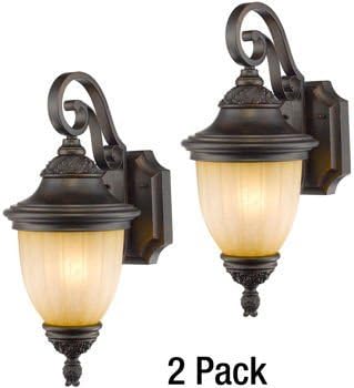 Laurel Designs Outdoor Wall Light Fixture Dark Bronze Coach Lamp 2-pack