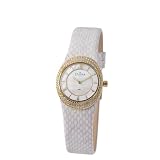 Skagen Denmark Womens Watch Gold Glitz with White Leather #566XSGLW8