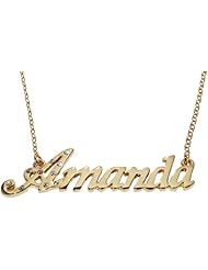 Name Necklaces Amanda - Personalized Necklace Gold Plated 18K, Belcher Chain, 2mm Thick