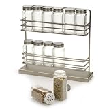 Freestanding Spice Rack with Spice Jars (Brushed Steel) (12 1/2W x 3 1/2D x 12H)