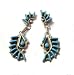 Zuni Petiit Point Long Drop Earrings with Blue Sleeping Beaty Turquoise and Signed 