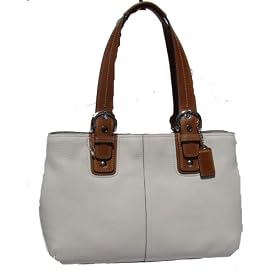Coach Leather Handbag - Computer Diaper Multifunction White Saddle Satchel Tote Bag 13110