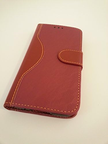 Samsung Galaxy S5 Wallet Cover Case and Free Usb Data Cable (Red)
