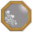 Decorative Etched Mirror - Rose Art Etching, Octagon Solid Oak Framed Wall Mirror, 28 inches