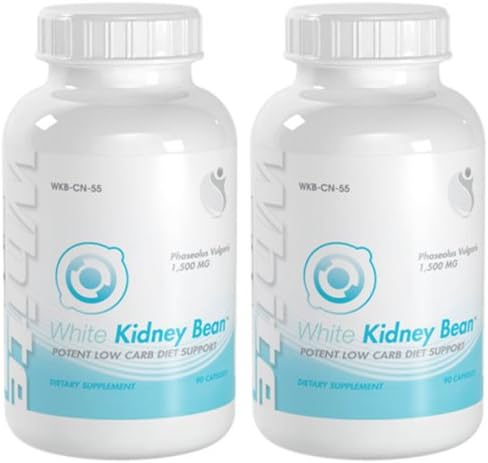 White Kidney Bean Extra Strength Low Carb Diet Support Phaseolus Vulgaris 1,500mg 180 Capsules 2 Bottles