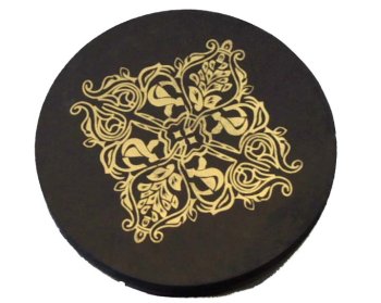 MusicalInstruments: 18 In. Frame Drum w/Black Head and Gold Design
