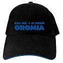 CAPS BLACK EMBROIDERY " KISS ME , I AM FROM OROMIA " ETHIOPIA