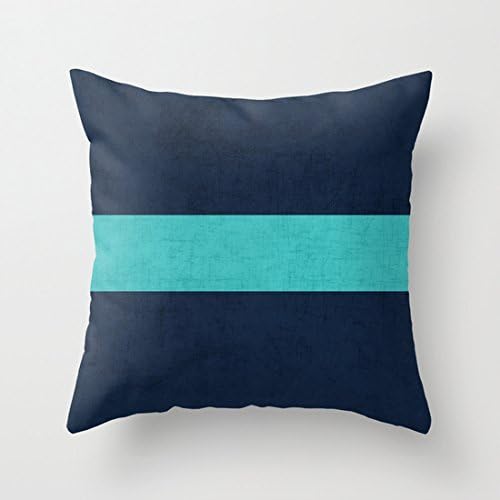 Home Style diylancas Cotton Linen Throw Pillow Cover Cushion Case classic - navy and aqua - 45 X 45 cm Square Design