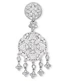 Flower-Themed C.Z. Diamond Lacy Openwork Silver Bridal Pendant (Holiday Special)