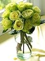 One Dozen Chartreuse Roses, Eco-Friendly - Lime Green and Yellow Tinted Rose Bouquet