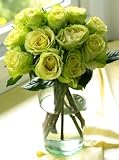 One Dozen Chartreuse Roses, Eco-Friendly - Lime Green and Yellow Tinted Rose Bouquet